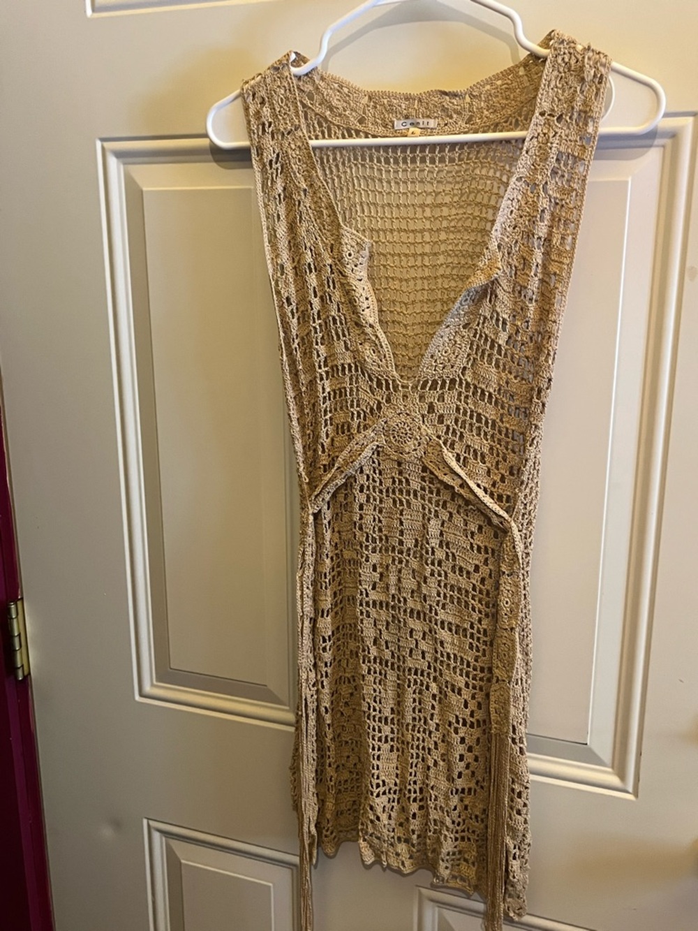 Crochet Tank Top in Beige